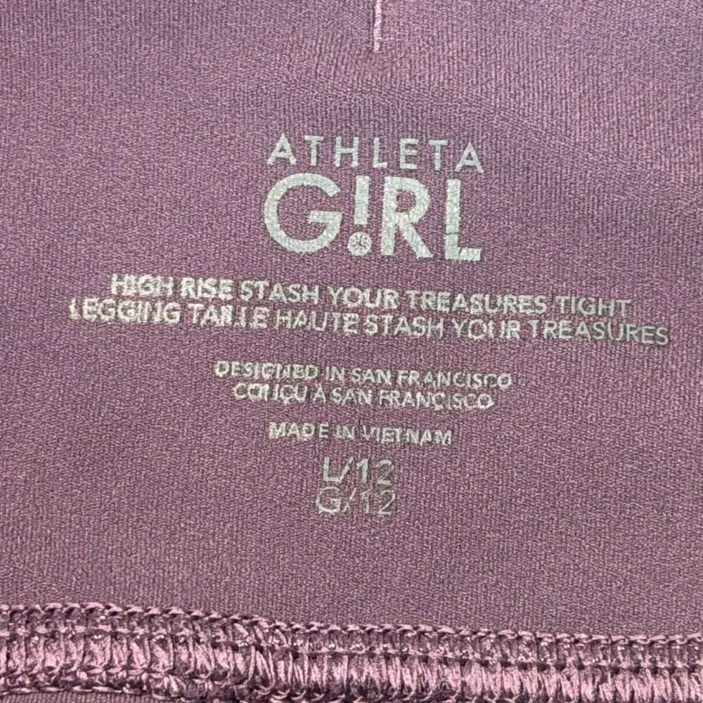 Athleta Girl High Rise Stash Your Treasures Tight Purple Leggings Kids Size L 12